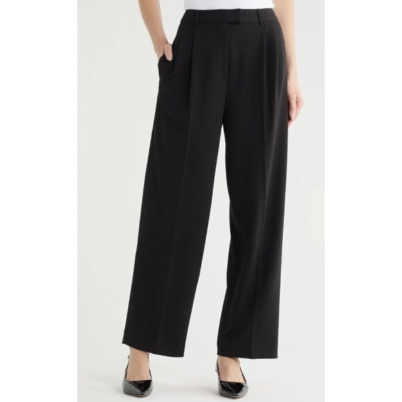 New Rag & Bone Marina Wide Leg Pleated Ponte Trouser Black Medium $358 - Picture 1 of 9